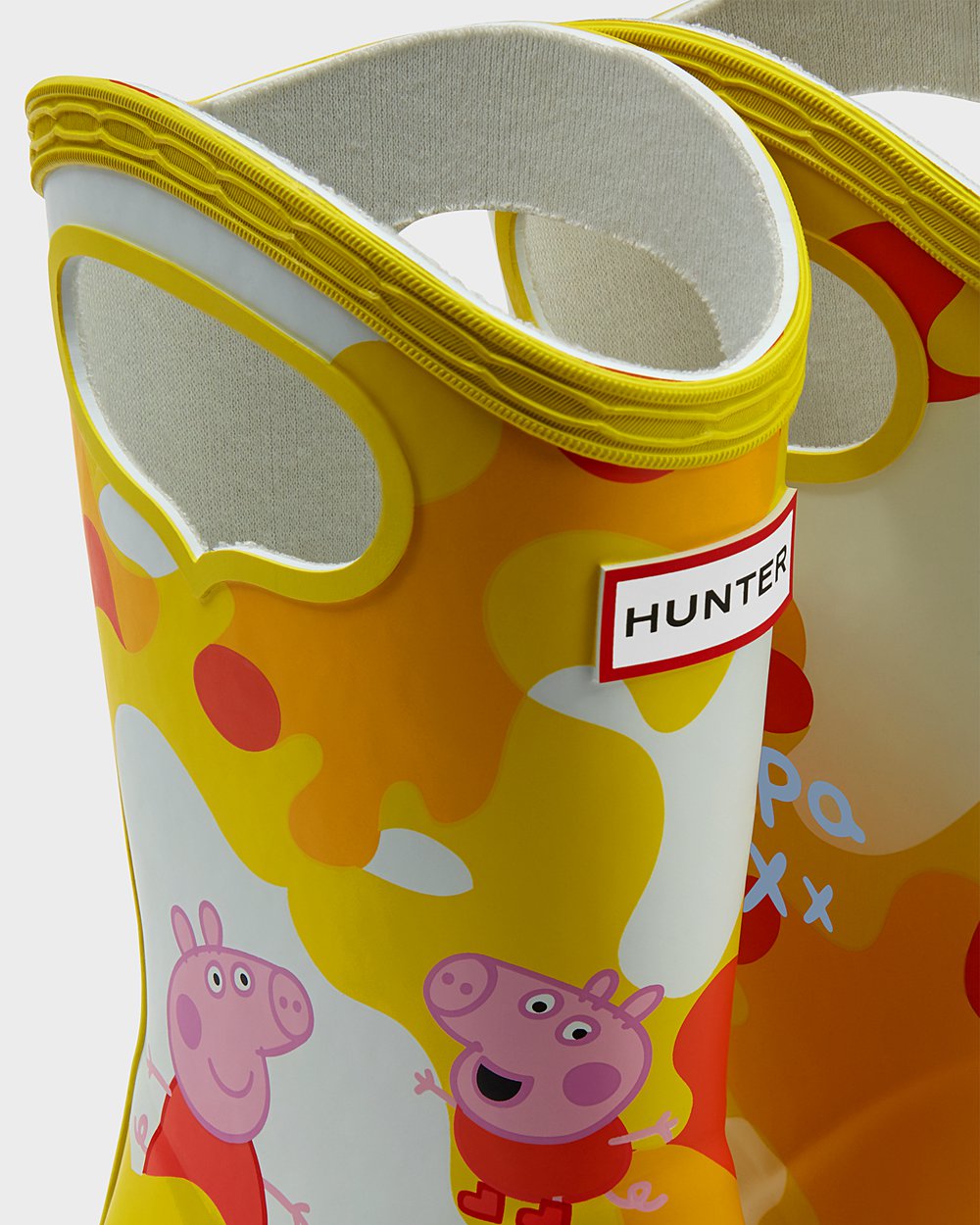 Kids Hunter Original First Peppa Pig Grab Handle - Rain Boots Yellow - 3759-SXTPV